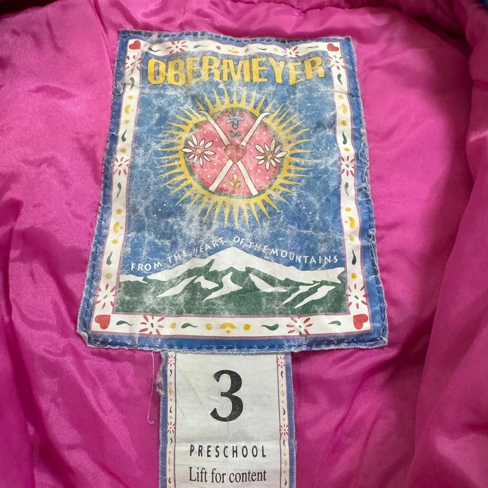 Vintage 90's Obermeyer Snow Suit 3 Pink Blue Floral Maui I-Grow One Piece Ski
